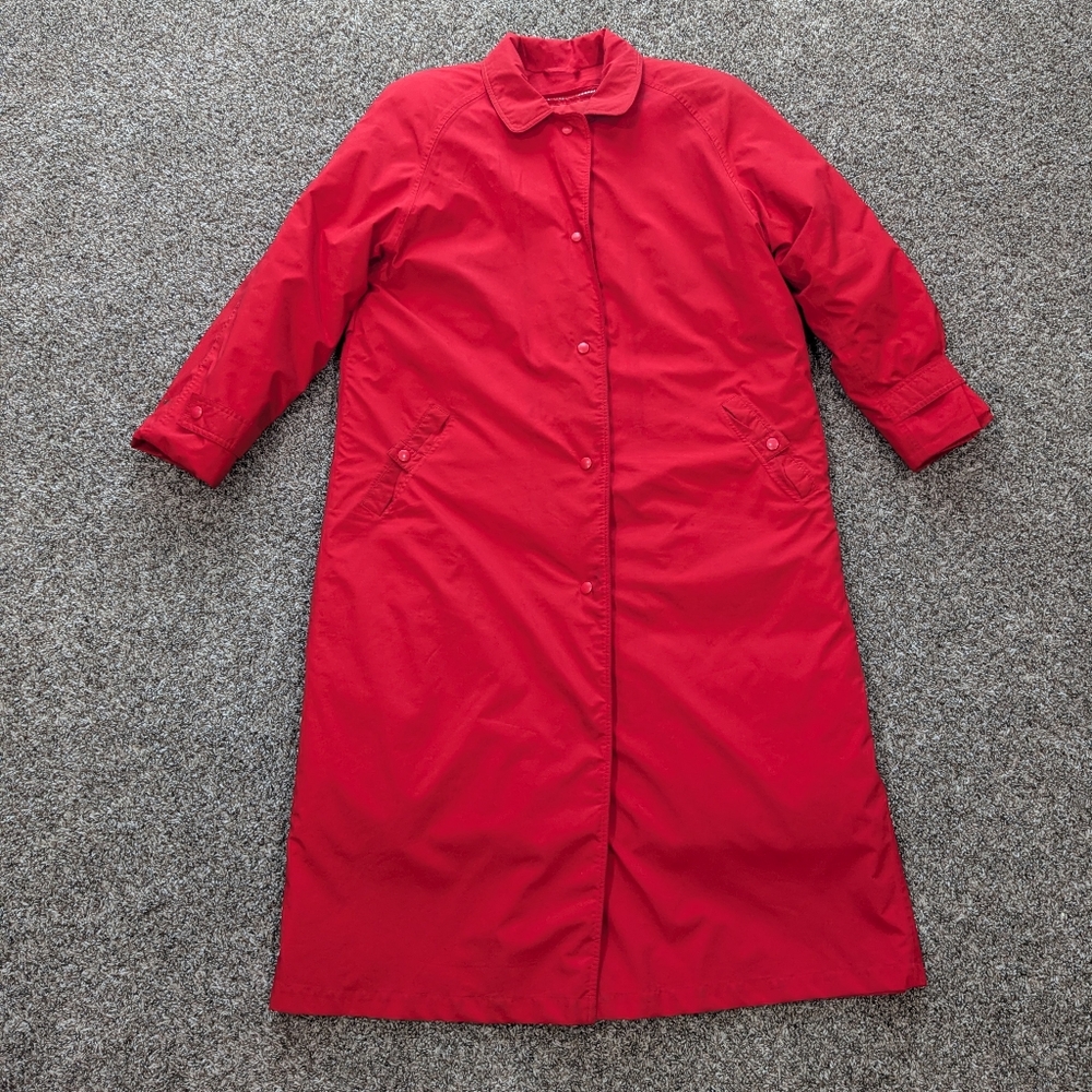 Vintage Eddie Bauer Goose Down Long Winter Coat Size Large Red Gore Tex